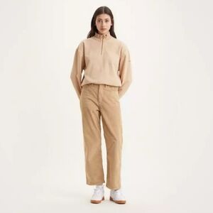 Levi's Ribcage Straight Ankle Corduroy Jeans Size 25 Tan Pants EUC